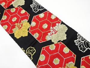 アンティーク　重ね亀甲に草花模様織出し袋帯（着用可）